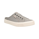 Side view of Women’s Taos Ez Soul in Grey Wash – Featuring a breathable canvas upper, cushioned footbed for all-day comfort, and a flexible rubber outsole for added traction.