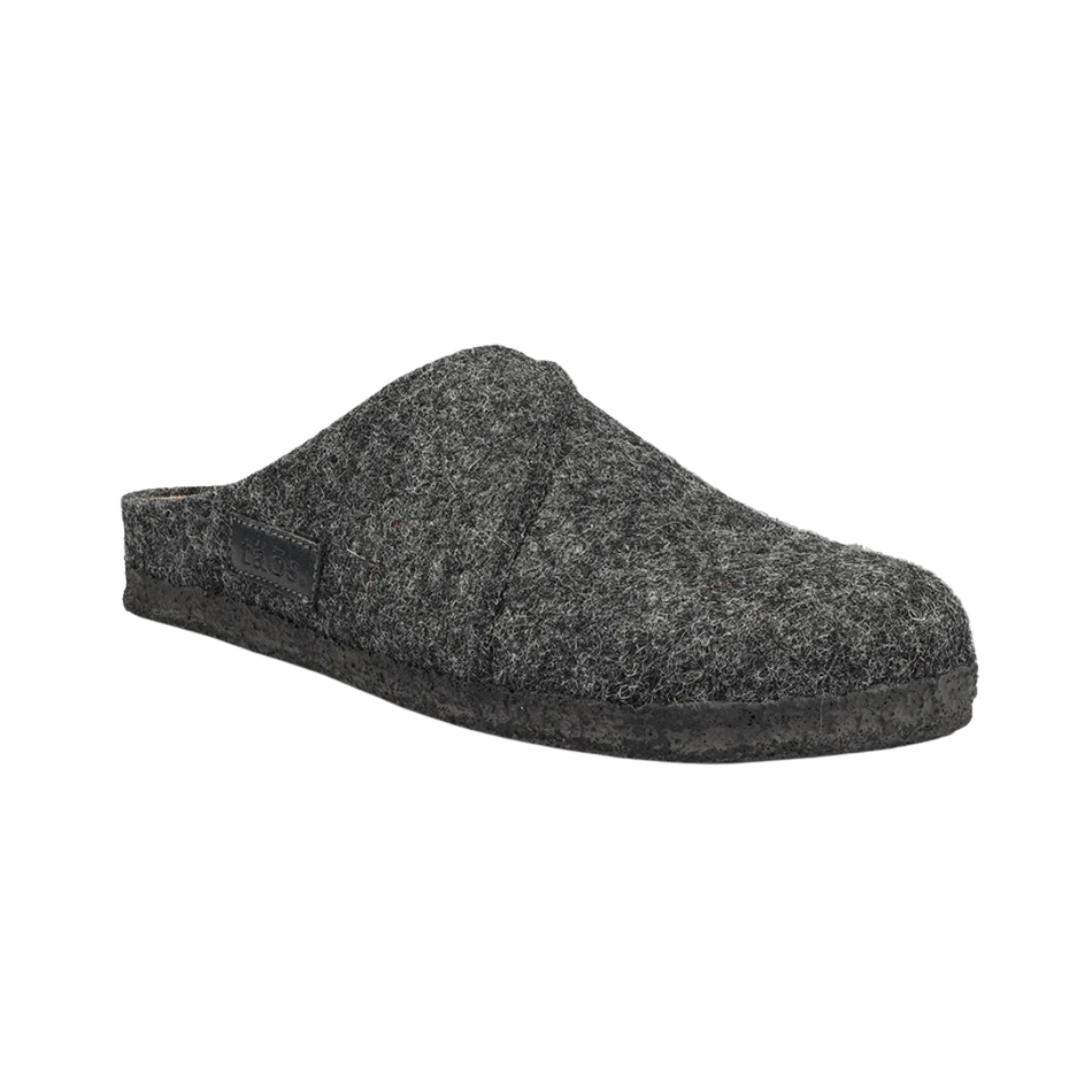 Side view of Women’s Taos Wooled Class in Charcoal – Featuring a cozy wool upper, cushioned insole for added comfort, and a durable rubber outsole for stability and support.