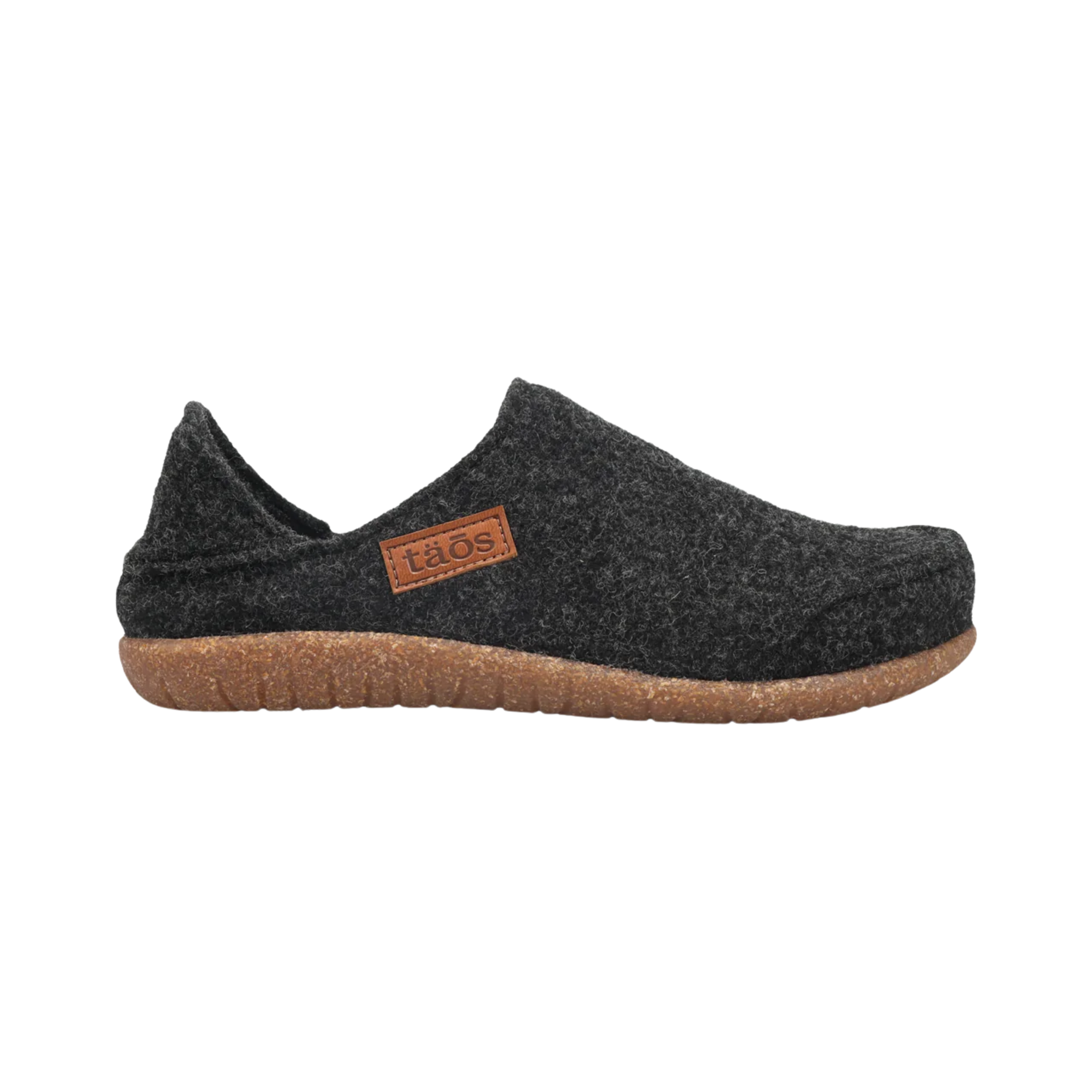Side View of Men's Taos Convertawool in Black – Featuring a modern slip-on design with elastic side panels for easy on-and-off wear, making it perfect for casual days or outdoor adventures.
