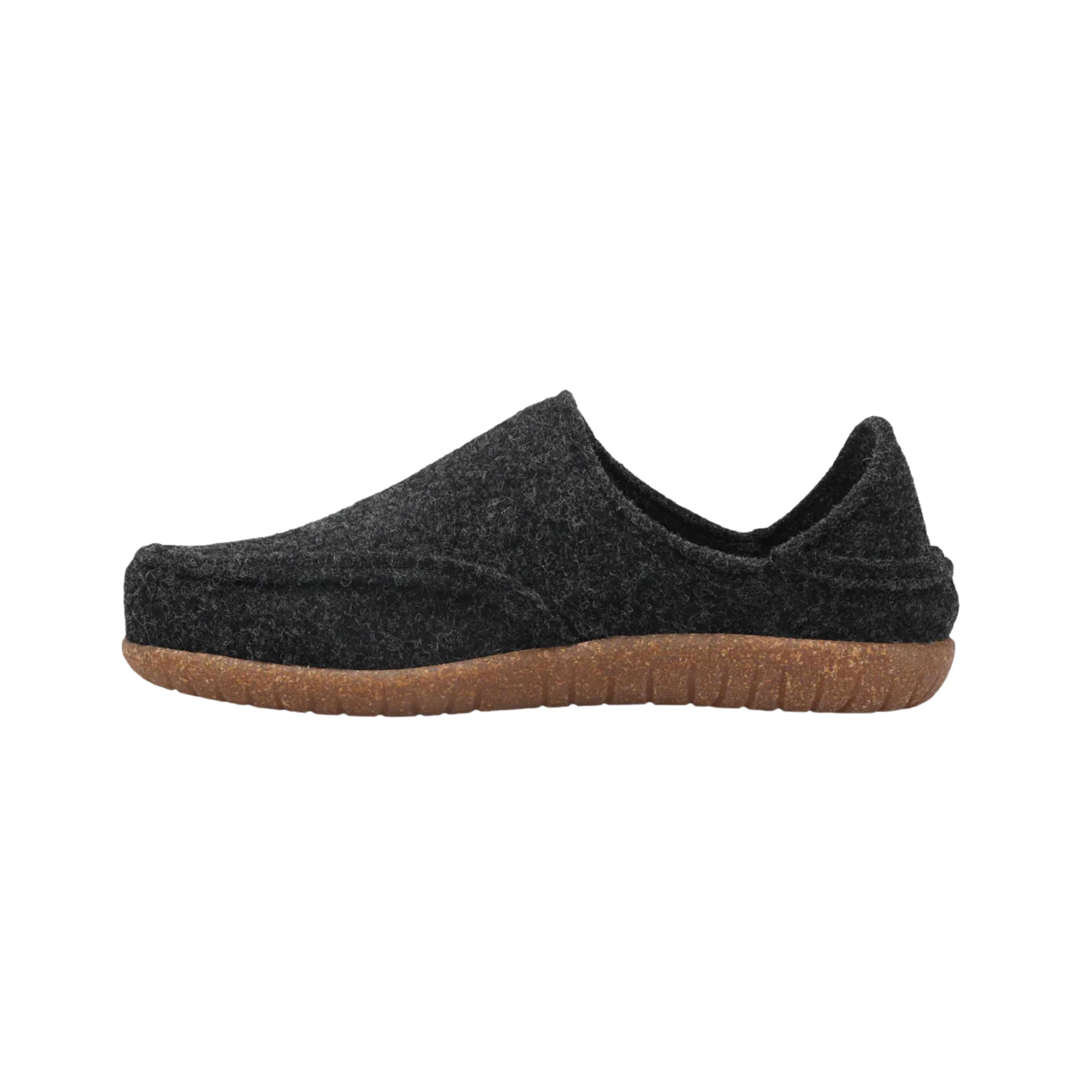 Side View of Men's Taos Convertawool in Black – Featuring a modern slip-on design with elastic side panels for easy on-and-off wear, making it perfect for casual days or outdoor adventures.