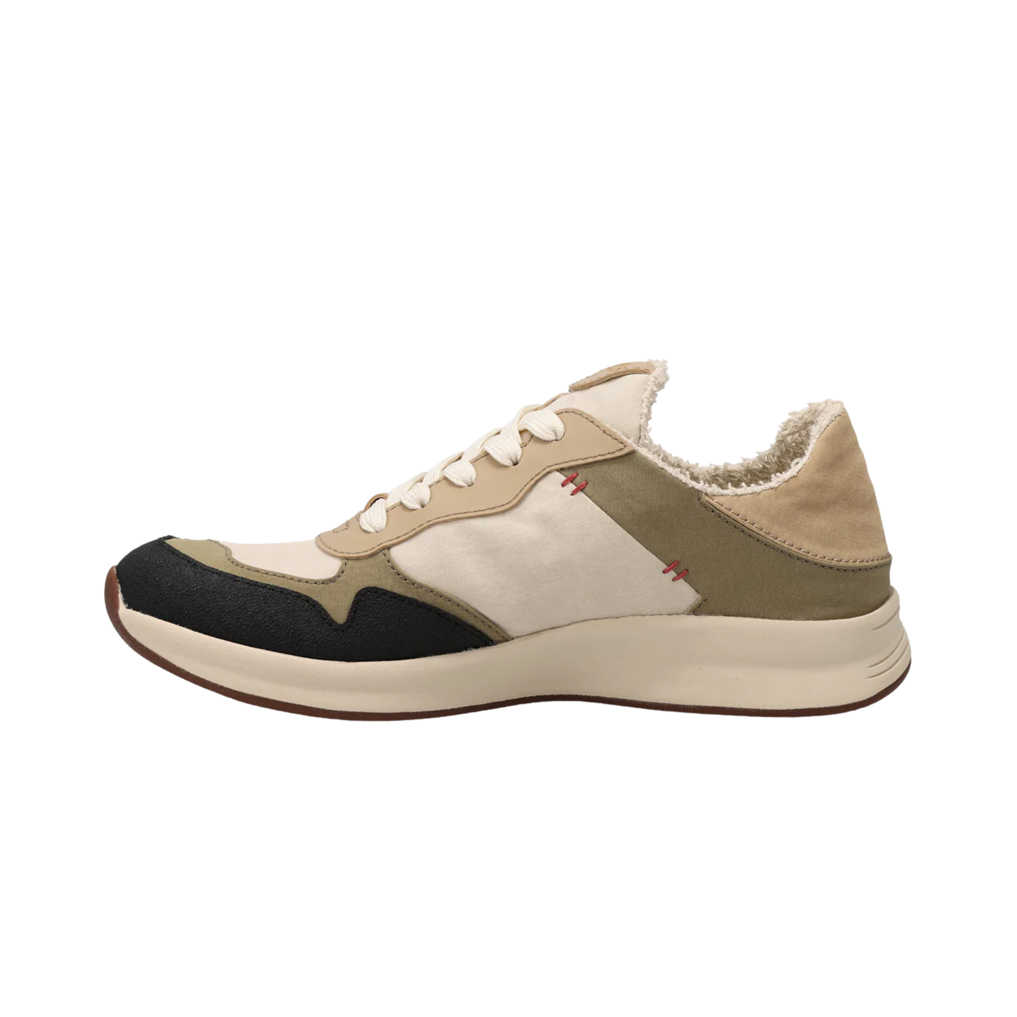 Side View of Women’s Taos Direction Shoe in Olive Stone – Features include a stylish blend of olive and stone tones, sporty silhouette, and a flexible midsole for active comfort.