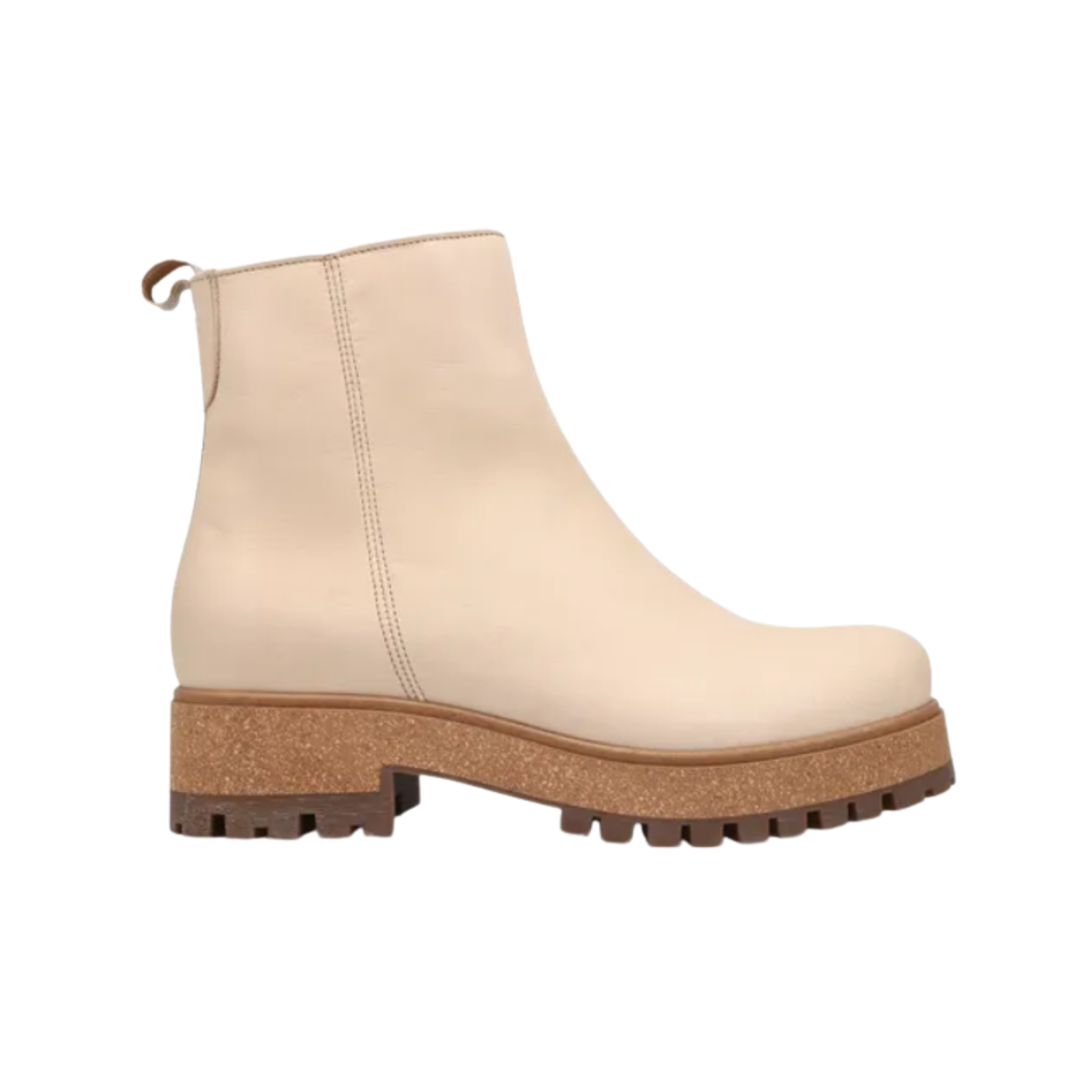 Side View of Women's Taos Downtown in Ivory – Featuring a stylish ankle strap with an adjustable buckle for a secure fit, adding a chic and modern touch.