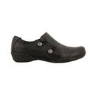 Side View of Women’s Taos Encore Shoe in Black – Features include a low-profile design, premium black leather, and supportive sole ideal for daily wear.