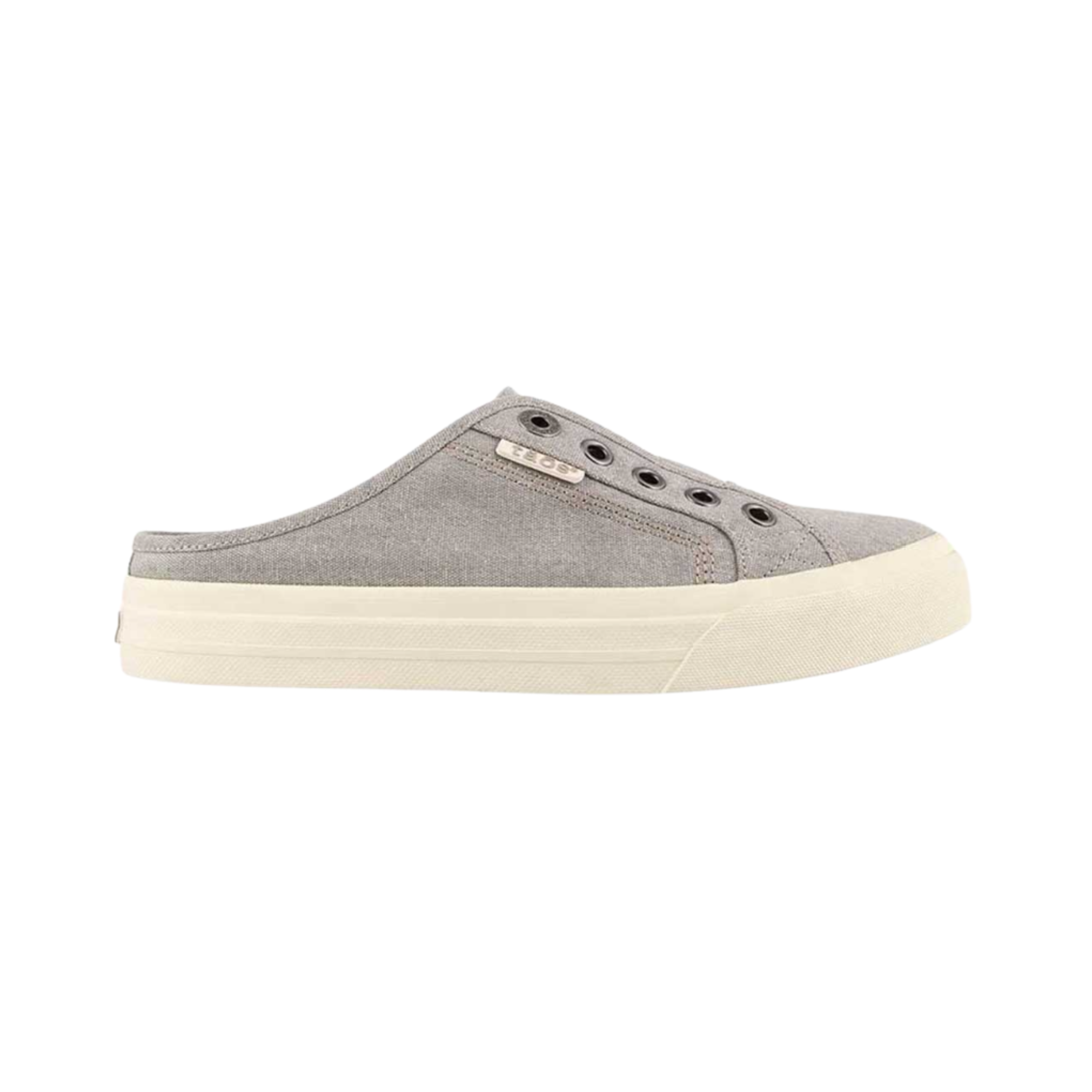 Side View of Women's Taos Ez Soul in Grey Wash – Featuring a slip-on design with elastic panels for easy on-and-off access, offering a secure fit with every step.
