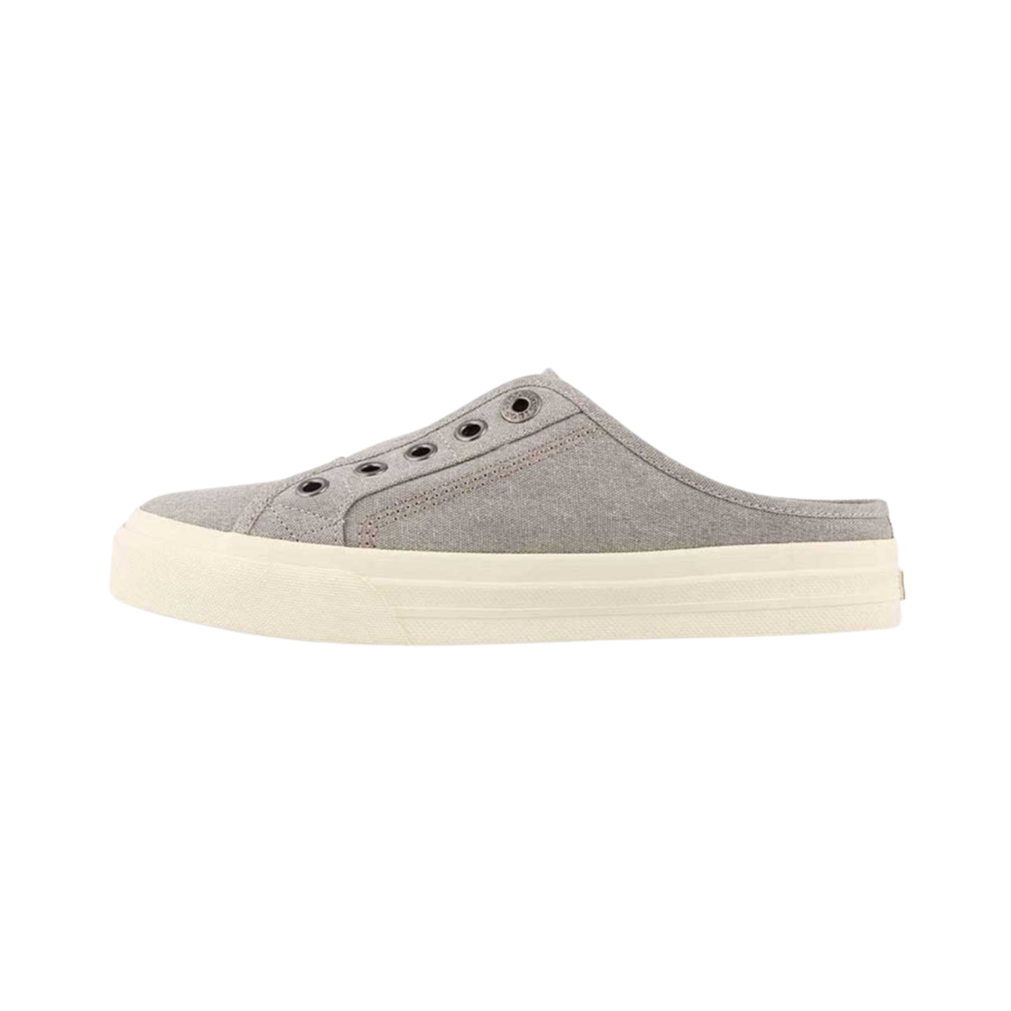 Side View of Women's Taos Ez Soul in Grey Wash – Featuring elastic goring on the sides for a flexible, secure fit, allowing easy on and off wearability.