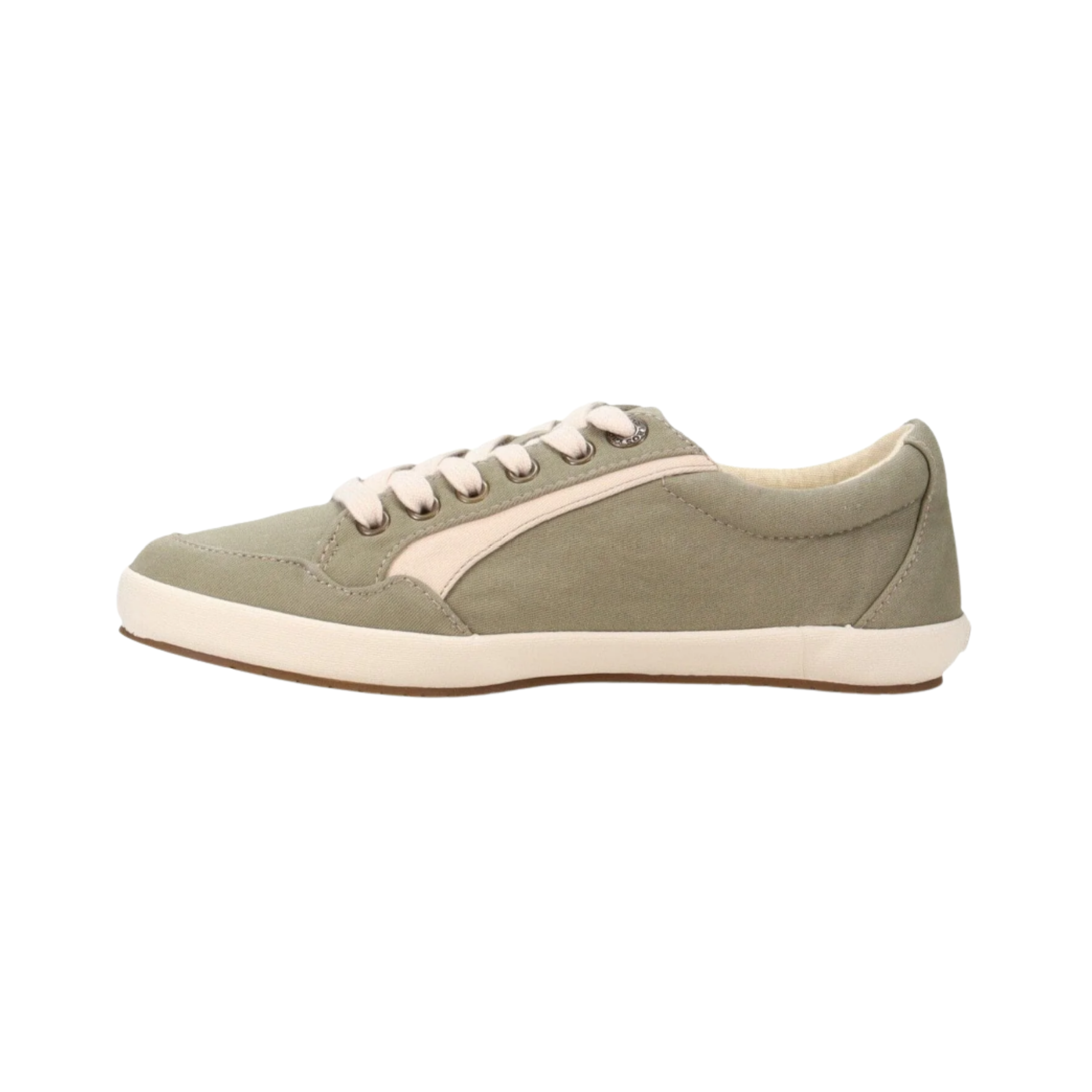 Side View of Women's Taos Shooting Star in Sage Beige – Featuring a stylish, low-top silhouette with a padded collar for extra comfort and a secure fit.