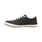 Side View of Women's Taos Star in Charcoal Wash Canvas – Featuring a classic low-top silhouette with a secure and supportive fit, the shoe is designed to provide all-day comfort. The cushioned insole and soft lining ensure that your feet stay comfortable, while the sleek canvas exterior adds an effortless touch of style to any casual outfit.