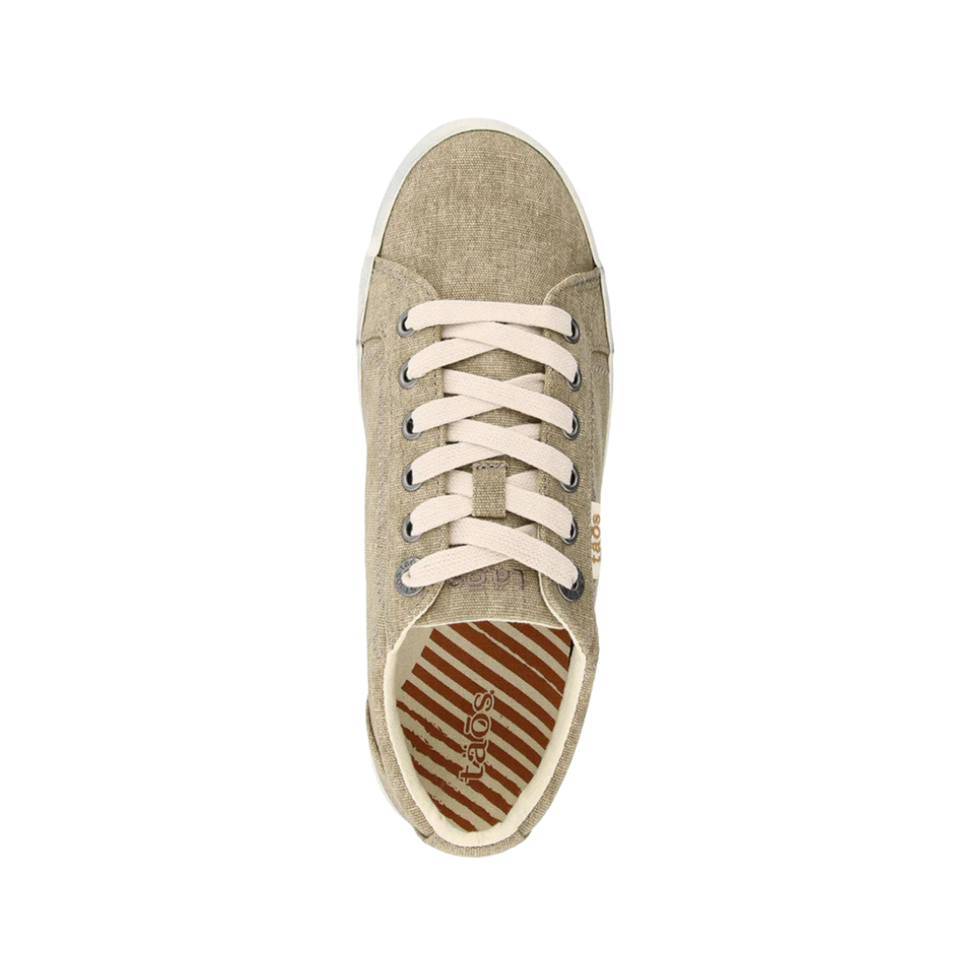 Top View of Women's Taos Star in Khaki Wash Canvas – Featuring a stylish, breathable canvas upper designed for comfort and durability during daily wear.