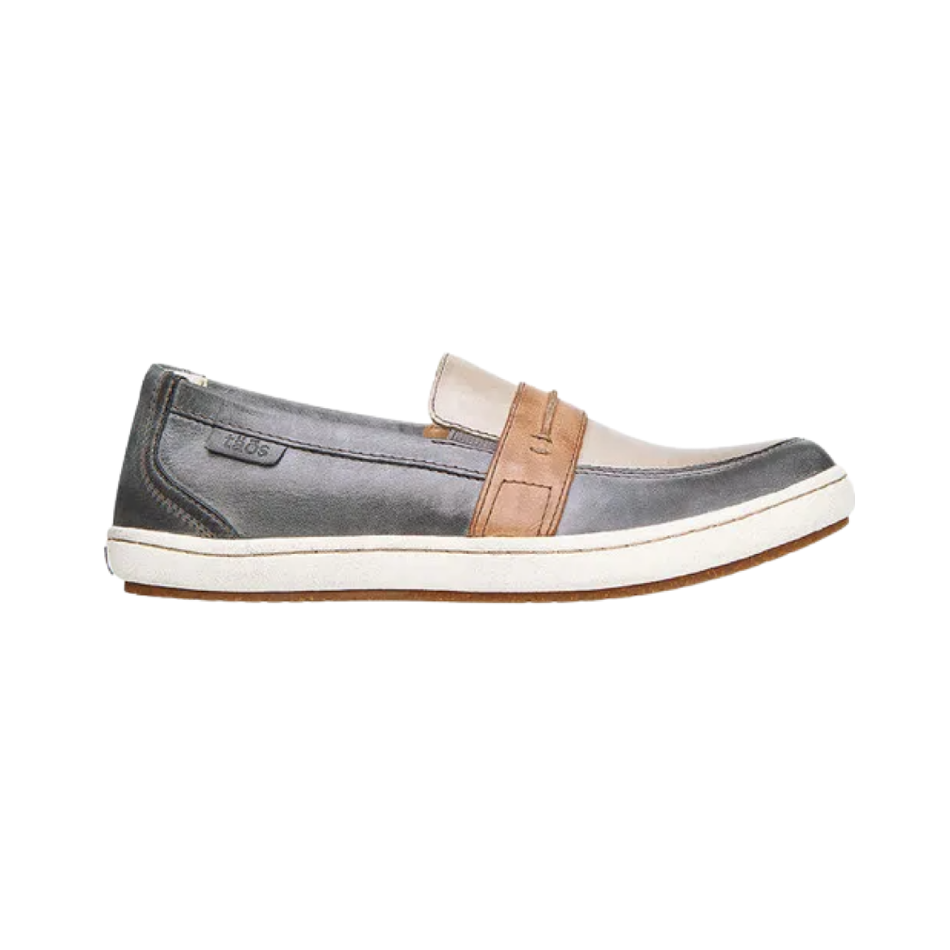 Side View of Women’s Taos Upward Shoe in Steel Taupe Multi – Features include a stylish multi-tone design, athletic-inspired silhouette, and supportive arch structure.
