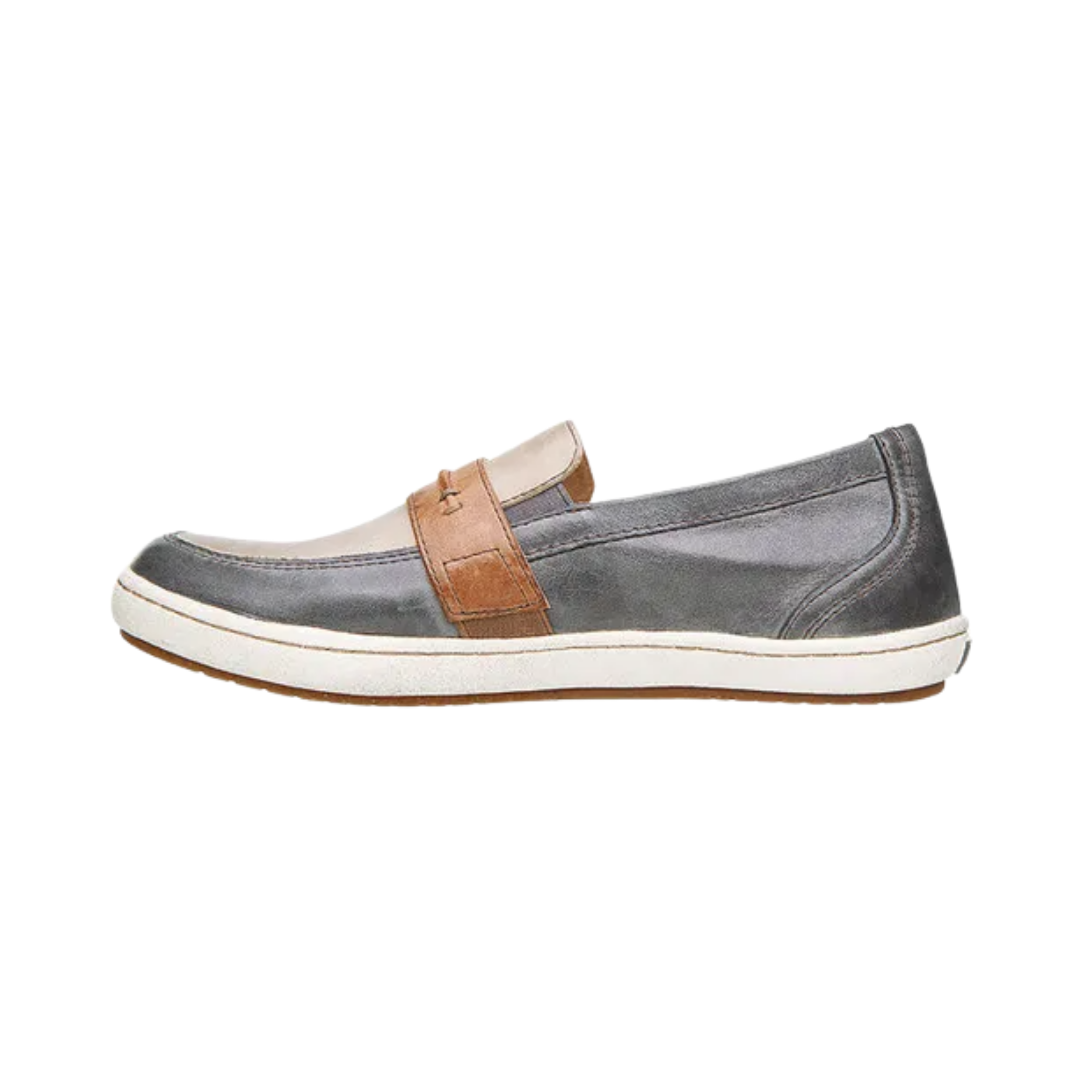 Side View of Women’s Taos Upward Shoe in Steel Taupe Multi – Features include a stylish multi-tone design, athletic-inspired silhouette, and supportive arch structure.