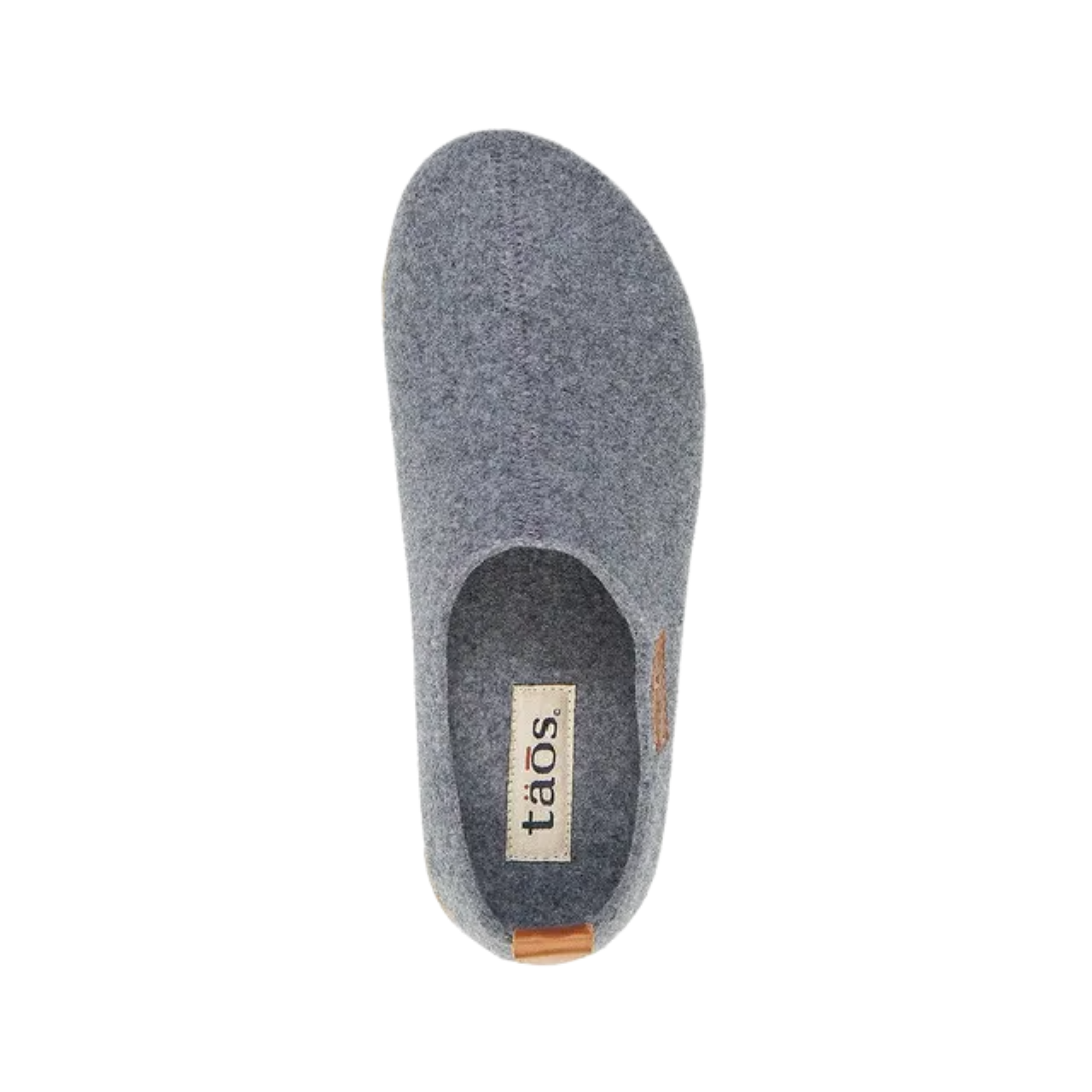 Top View of Women’s Taos Wonderwool Shoe in Grey – Features include a soft, wool-blend upper designed for warmth and breathability, with a simple slip-on design for convenience.