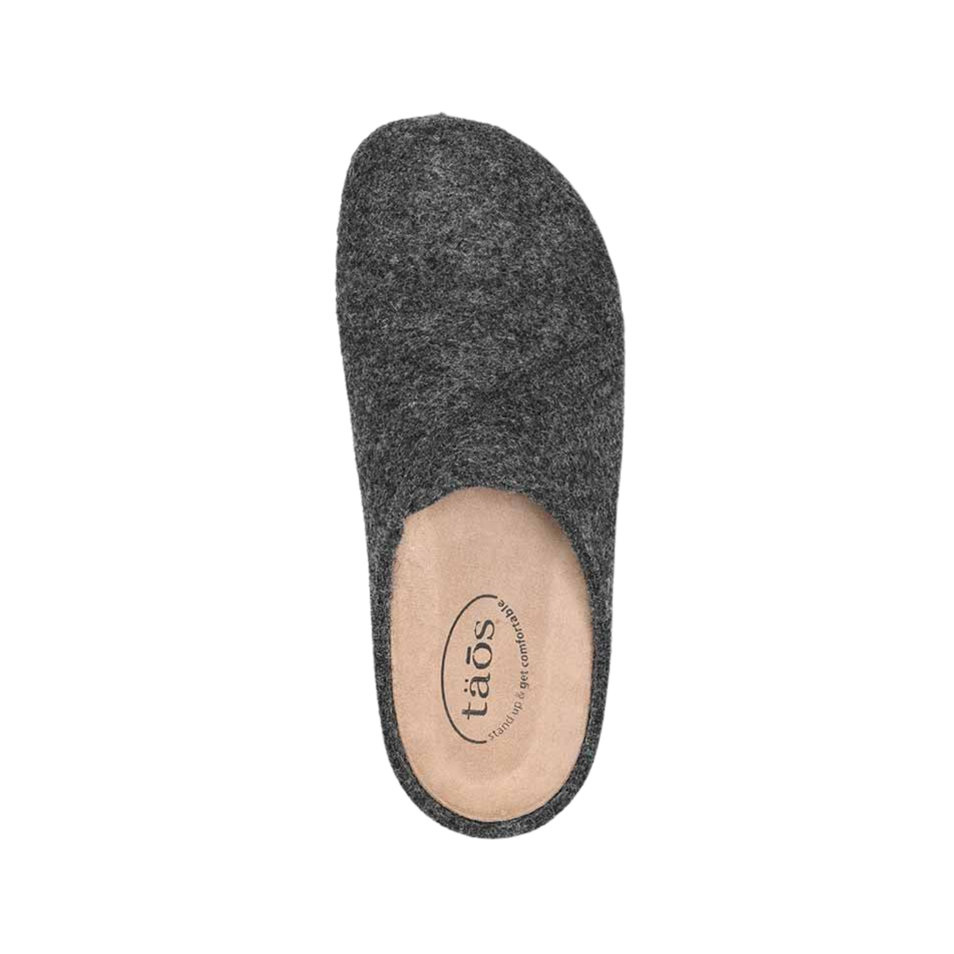 Top View of Women's Taos Wooled Class in Charcoal – Featuring a stylish wool blend upper in charcoal, designed for warmth and comfort during cooler months.