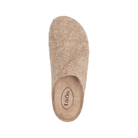 Top View of Women's Taos Wooled in Warm Sand – Featuring a soft warm sand-colored wool upper that provides both comfort and style, perfect for cooler weather.