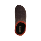 Top View of Women's Taos Woolside in Chocolate – Featuring a soft wool upper in a rich chocolate brown with cozy, breathable texture and a low-profile silhouette.