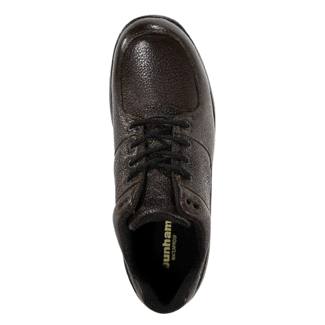 Top view of Men’s Windsor Oxford dress shoe in dark brown – featuring a smooth leather upper, classic closed-lace design, and cushioned insole for day-long comfort.