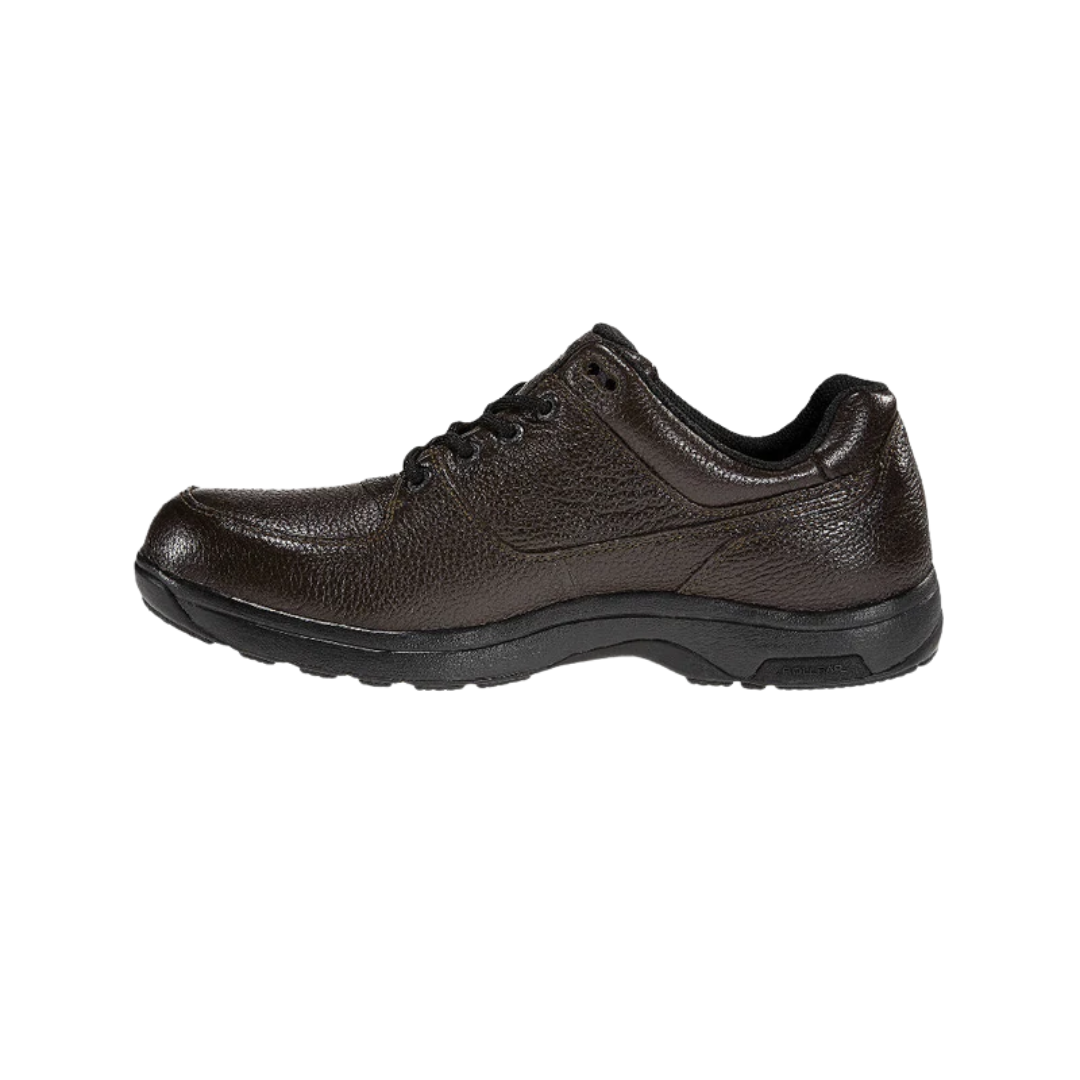 Side view of Men’s Windsor Oxford dress shoe in dark brown – featuring polished leather construction, sleek stitching accents, and a timeless oxford profile.