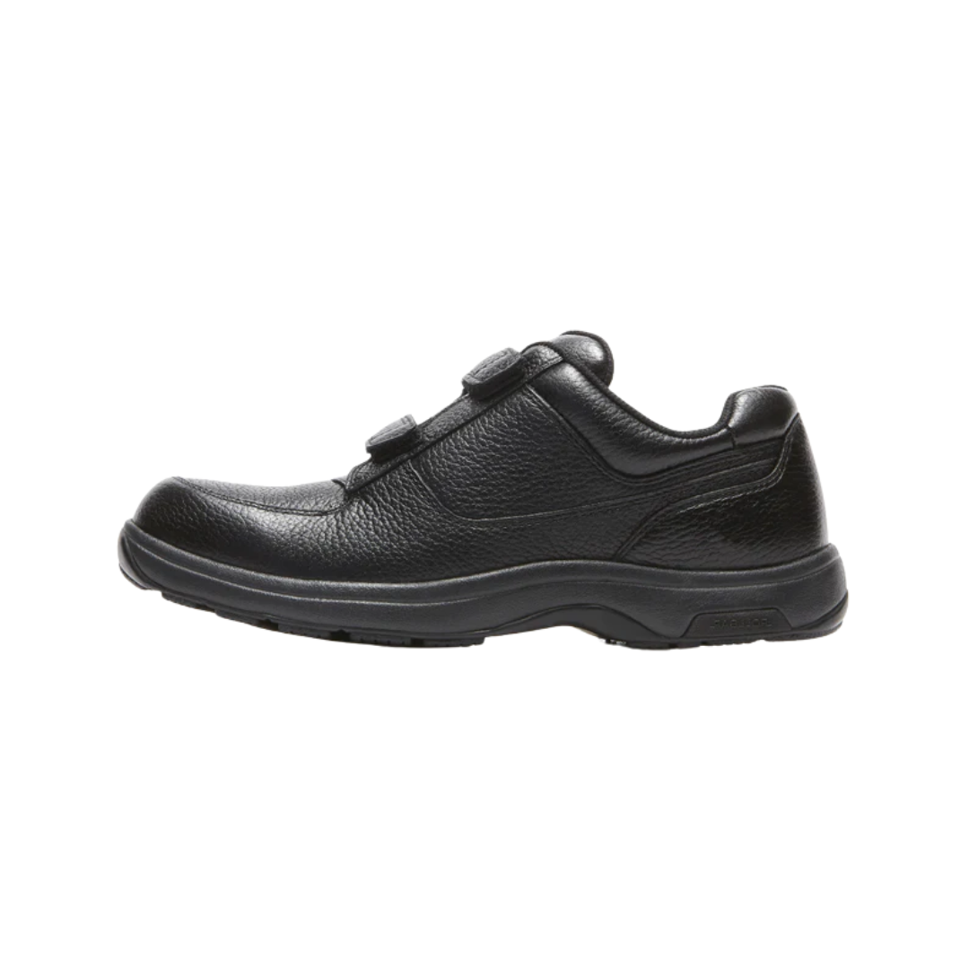 Side view of Men’s Winslow Hook & Loop Oxford in black – featuring a low-profile design, secure strap closure, and supportive midsole for everyday wear.