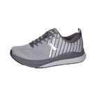 Side View of Men’s Xelero Steadfast hiking shoe in carbon grey – featuring durable synthetic and mesh upper for breathability, cushioned midsole for shock absorption, and rugged outsole for excellent traction and stability.