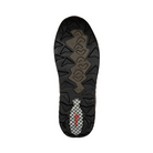 Bottom view of Men’s Xelero Steadfast Hiker Lo in Crazy Horse Brown – featuring a solid rubber outsole with strategic tread patterns for reliable traction on various surfaces.