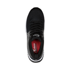Top view of Men’s Xelero Steadfast in Black – featuring a breathable mesh upper, traditional lace-up closure, and padded tongue for enhanced comfort.