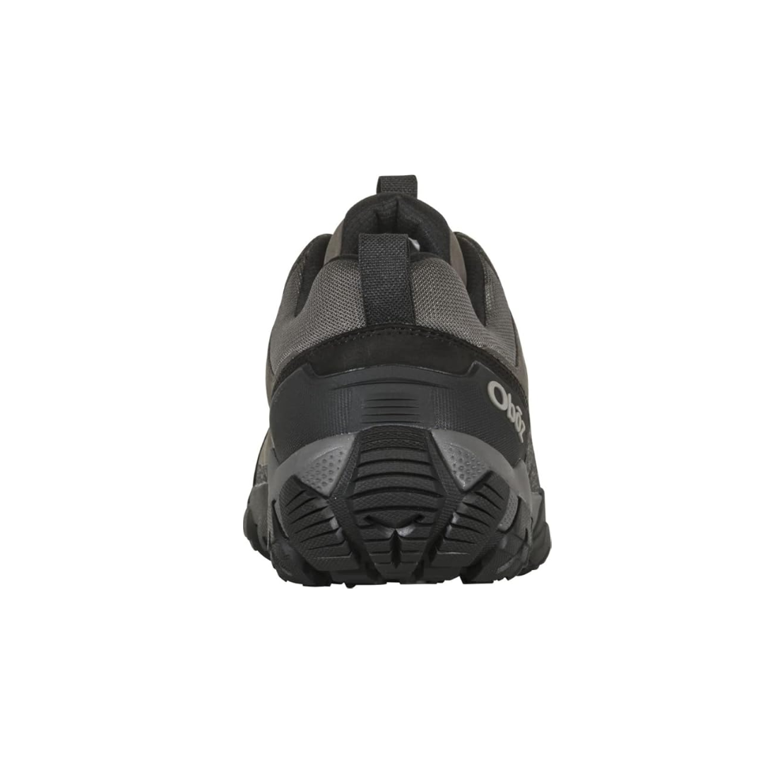 Back view of Men's Sawtooth X Low B-Dry hiking shoe in Charcoal – featuring a structured heel counter, easy-entry heel pull-tab, and durable waterproof construction built for stability and support.