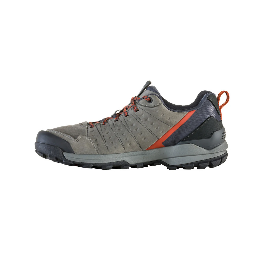 Side view of Men's Sypes Low B-Dry hiking shoe in Steel – featuring waterproof nubuck leather and breathable textile upper, cushioned midsole for all-day comfort, and a rugged outsole designed for reliable traction on varied terrain.