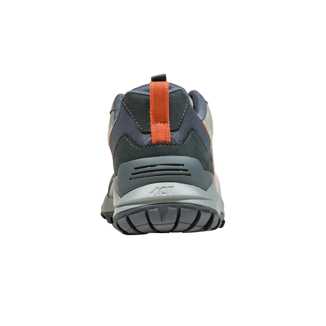 Back view of Men's Sypes Low B-Dry hiking shoe in Steel – featuring a supportive heel structure, easy-access heel pull-tab, and waterproof build for enhanced trail stability and durability.