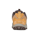 Back view of Men's Oboz Sypes Low WP hiking shoe in Wood – featuring sturdy heel support, convenient heel pull-tab, and waterproof construction enhancing stability and ease-of-use.