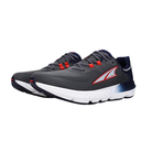 Angled view of Men’s Altra Provision 7 athletic shoe in Dark Grey — featuring a spacious toe box for natural foot movement, responsive cushioning, and a durable outsole designed for stability and traction.