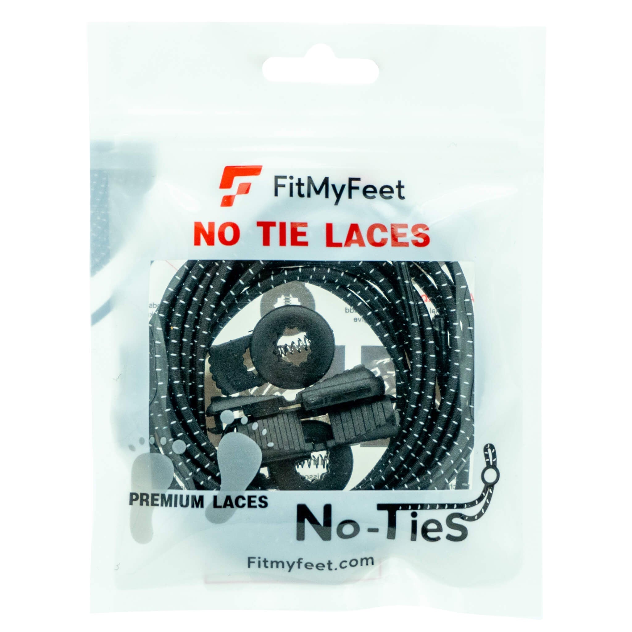 Fit My Feet No-Ties Shoelaces in Black and White