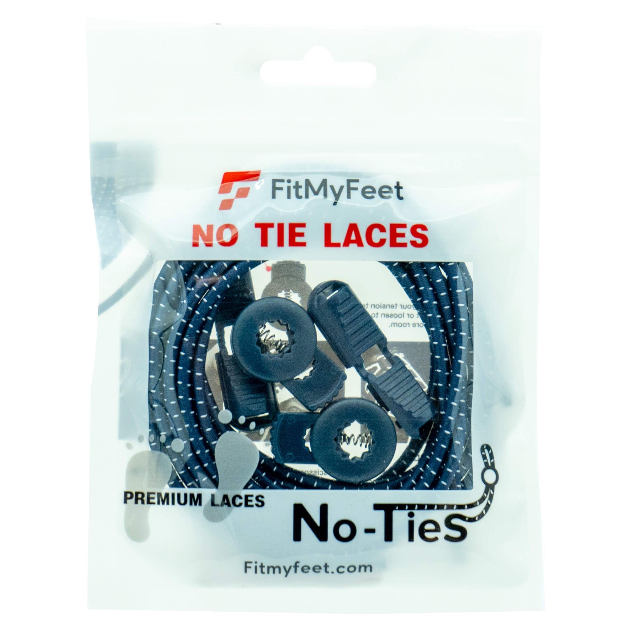 Fit My Feet No Ties Shoelaces in Navy and White