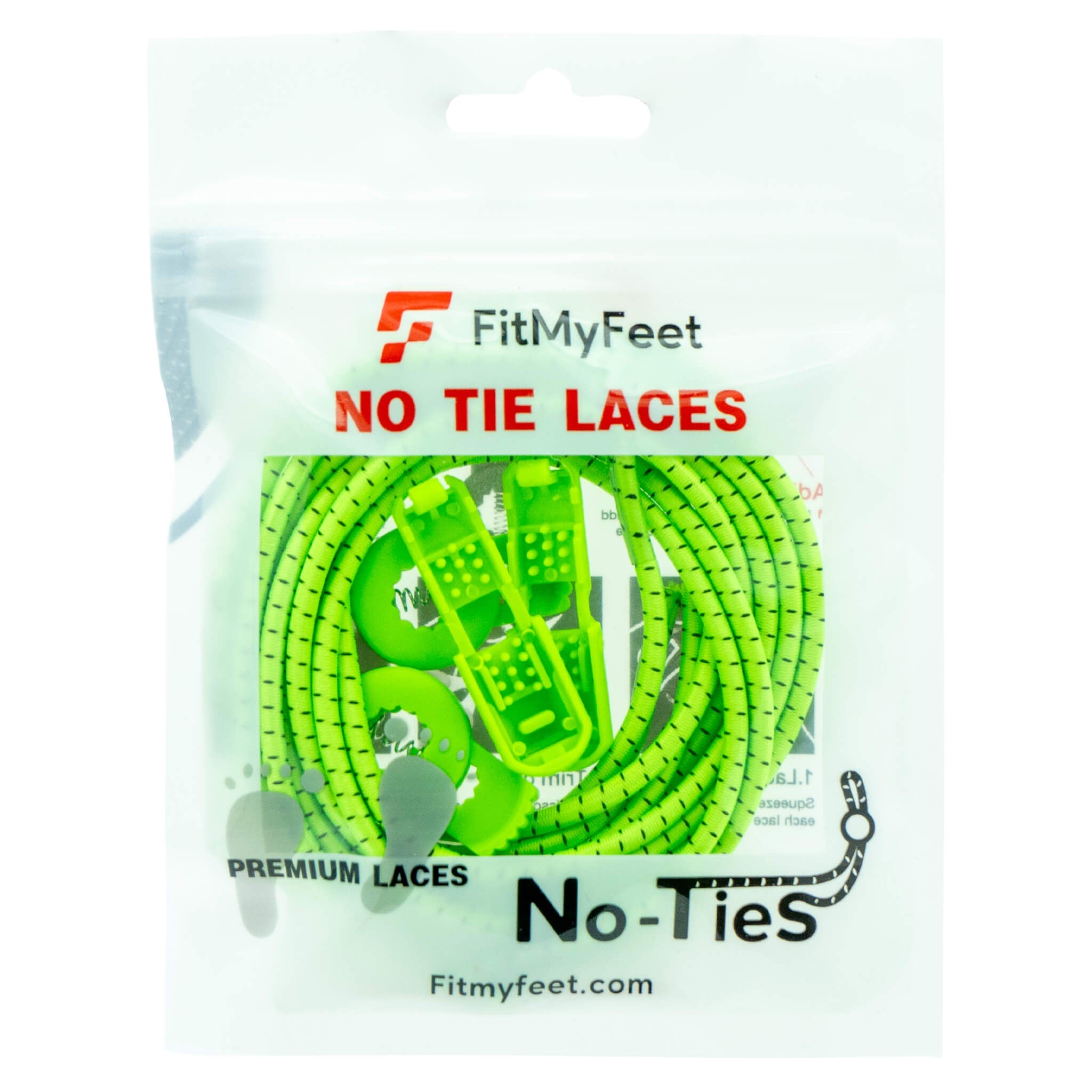 Fit My Feet No Ties Shoelaces in Green and Black