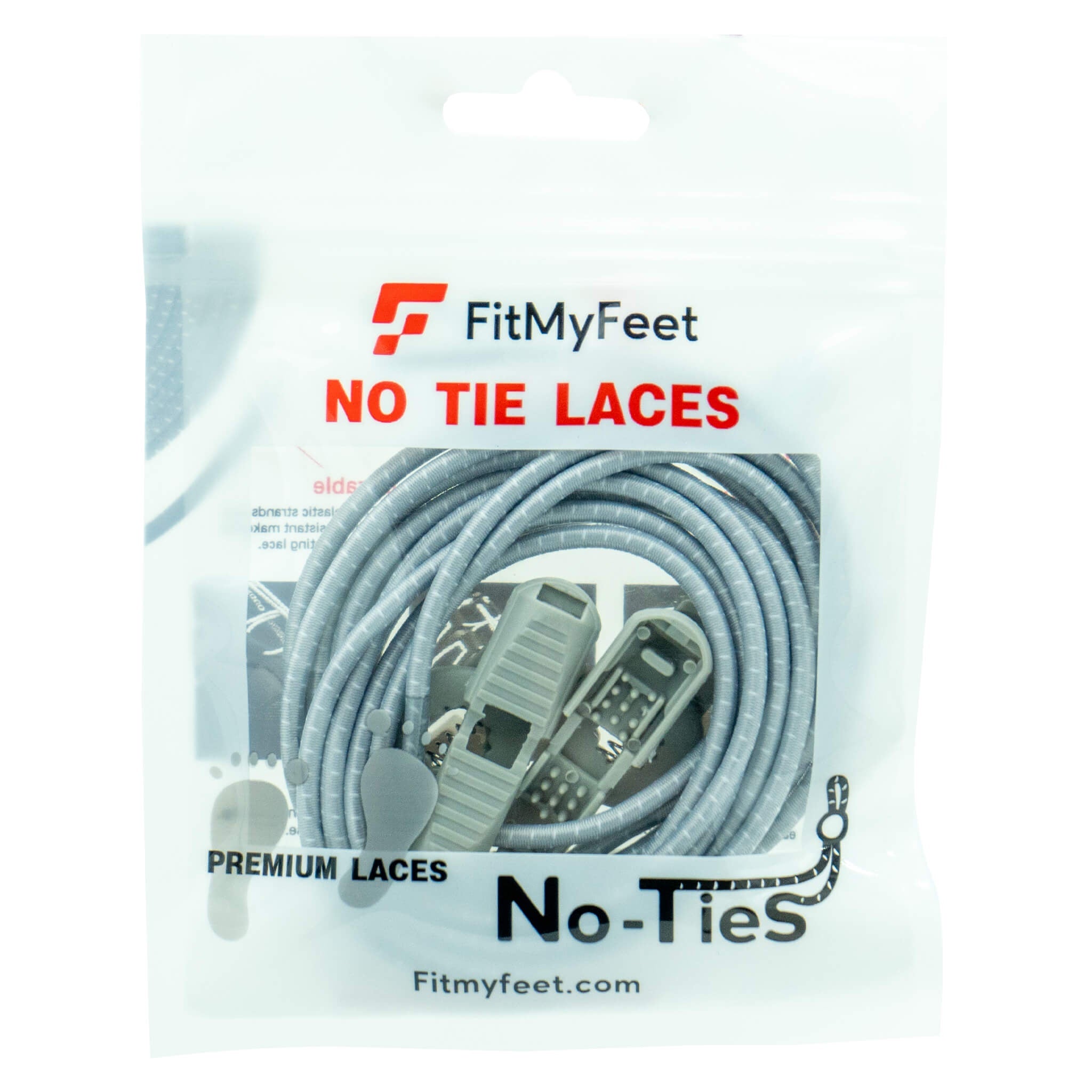 Fit My Feet No-Ties Shoelaces in Grey and White