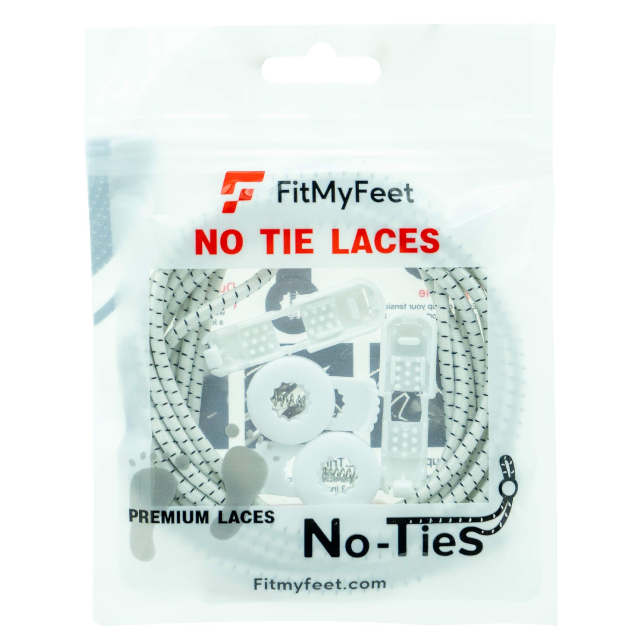 Fit My Feet No-Ties Shoelaces in White and Black