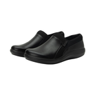 Side View of Women’s Alegria Duette shoe in jet black – featuring a cushioned removable footbed, slip-on design, and slip-resistant outsole for everyday comfort.