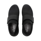 Top View of Women’s Alegria Khloe shoe in black nappa – featuring a cushioned removable footbed, smooth leather upper, and adjustable hook-and-loop strap for a secure fit.