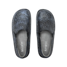 Top View of Women’s Alegria Debra professional shoe in Spherical – featuring a wide toe box for natural foot spread, a removable cushioned footbed that supports custom orthotics, and a smooth leather upper that’s easy to clean and ideal for work environments.
