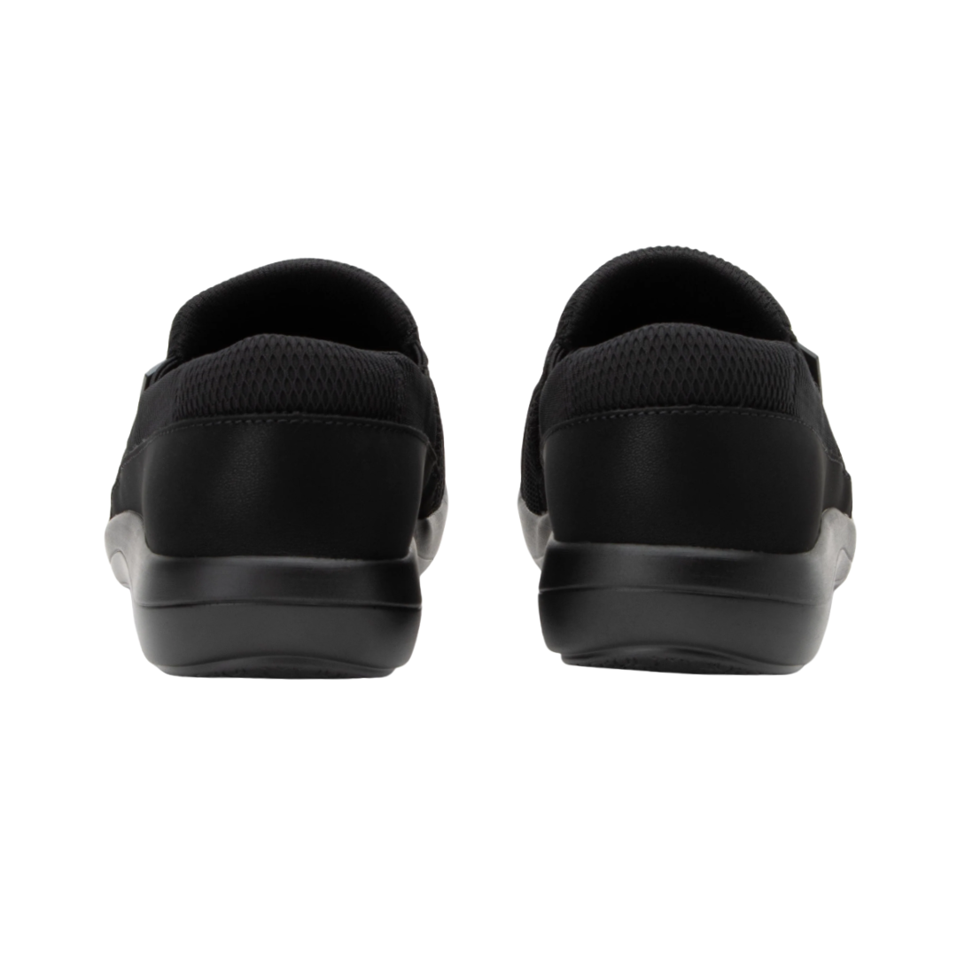 Back View of Women’s Alegria Duette shoe in black – featuring a cushioned removable footbed, supportive heel counter, and slip-resistant outsole for lasting wear.