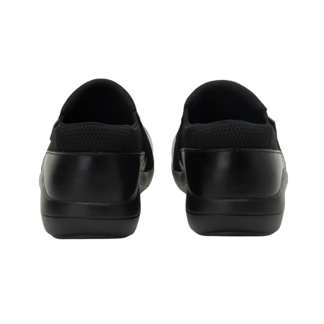 Back View of Women’s Alegria Verona sandal in aqualita – featuring a cushioned cork and memory foam footbed, open-heel design, and slip-resistant outsole for all-day wear.