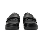 Front  View of Women’s Alegria Joleen Work shoe in Upgrade Black – featuring a professional-grade structure ideal for healthcare and service roles, ergonomic footbed design for all-day support, and a modern black leather upper that blends easily with uniforms or office wear.
