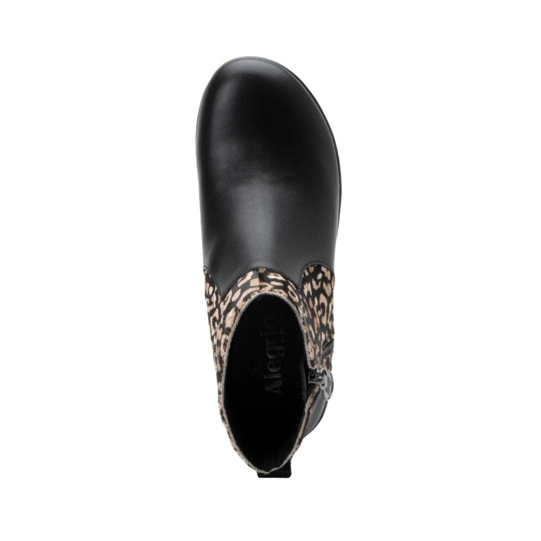 Top View of Women’s Alegria Serina boot in tundra brown – featuring a cushioned removable footbed, smooth leather upper, and rounded toe design for comfortable wear.