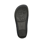 Bottom View of Women’s Alegria Seville clog in Welcome Back Blotter blue print – featuring a slip-resistant patterned outsole, durable tread design, and lightweight construction for secure footing.