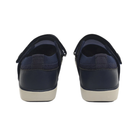 Back View of Women’s Alegria TRAQ Qutie sneaker in blue multi – featuring a cushioned removable footbed, supportive heel counter, and slip-resistant outsole for lasting comfort.