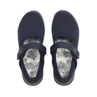 Top View of Women’s Alegria TRAQ Qutie sneaker in blue multi – featuring a cushioned removable footbed, breathable mesh upper, and lace-up design for a secure fit.