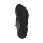 Bottom View of Women’s Alegria TRAQ Qwik Cozy sneaker in black – featuring a slip-resistant patterned outsole, durable tread design, and lightweight construction for active comfort.