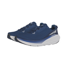 Angled View of men’s Altra FWD Via Trail Shoe in Navy – Features include dynamic cushioning, lightweight construction, and a breathable upper that adapts to the natural movement of the foot.