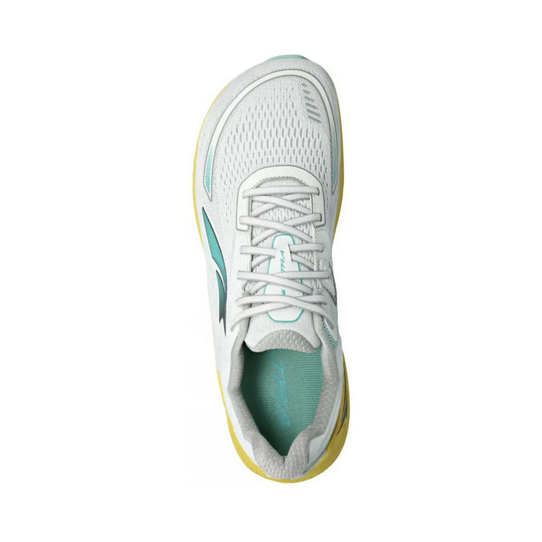 Top view of men’s Altra Paradigm 6 in Gray/Yellow – Featuring a breathable upper for ventilation, a cushioned footbed for all-day comfort, and a wide toe box for a natural fit and enhanced toe splay.