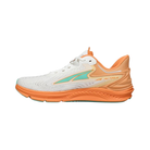Side view of women’s Altra Torin 6 in White/Orange – Featuring a lightweight mesh upper for breathability, a cushioned midsole for support, and a wide toe box for enhanced comfort.