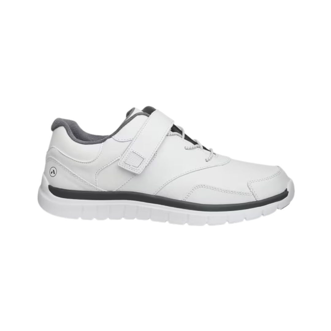 Side View of Men’s Anodyne 38 Sport Walker in white – featuring a sleek athletic design, lightweight midsole for cushioning, and supportive arch for motion control.