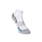 Side View of Anodyne 8 Quarter Length Diabetic Sock in white – featuring a non-binding cuff to promote circulation, contoured fit to reduce bunching, and soft stretch fabric for enhanced mobility.